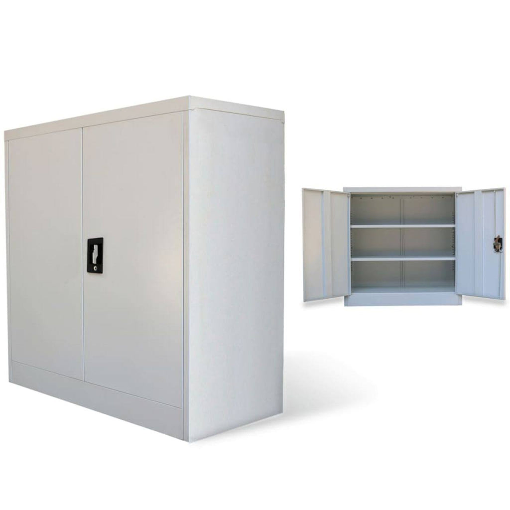 Gray Steel Office Cabinet with 2 Doors K926