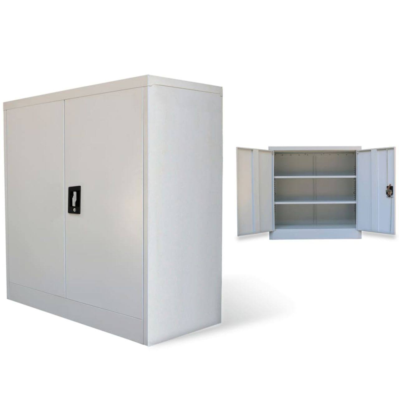 Gray Steel Office Cabinet with 2 Doors K926