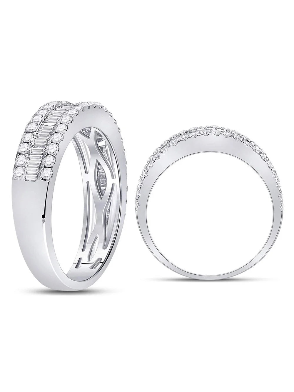 14K White Gold Diamond Wedding Band Ring A873