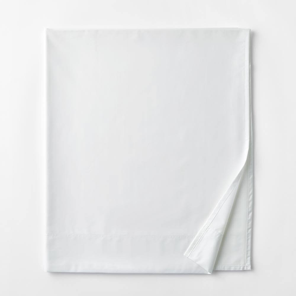 White Supima Cotton Sateen California King Flat Sheet C360945