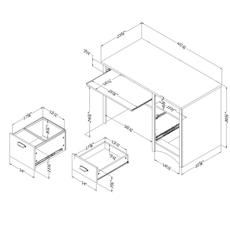 Desk and 1 Printer Cabinet Gray Maple G9896