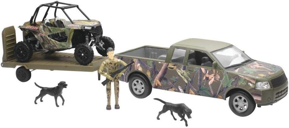 Green Camo Pickup Truck with Polaris Razor and Figure Set Pack of 2 S98644