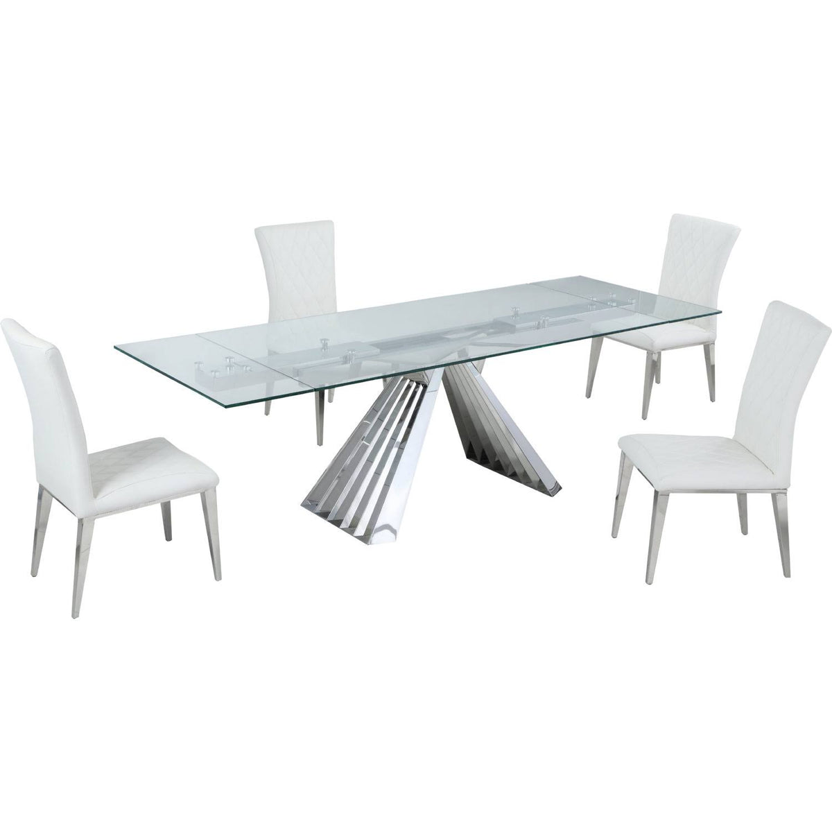 White Quilted Side Chair Set of 2 U243