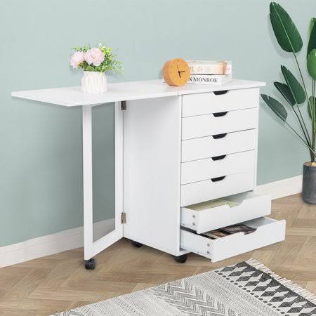 White Seven Drawers MDF PVC Wooden File Cabinet B412