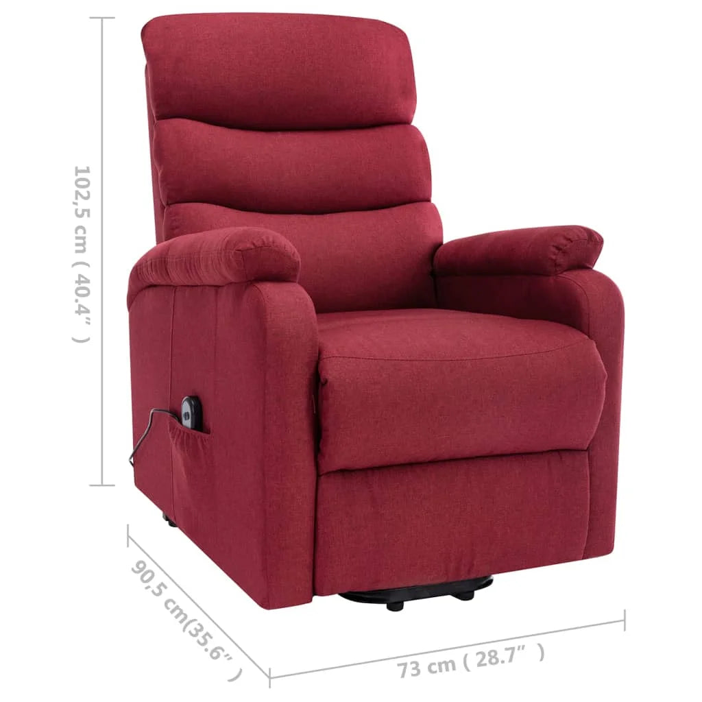 Wine Red Fabric Power Lift Massage Recliner S3833