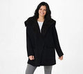 Black/Espresso Shearling Drape Car Coat S762