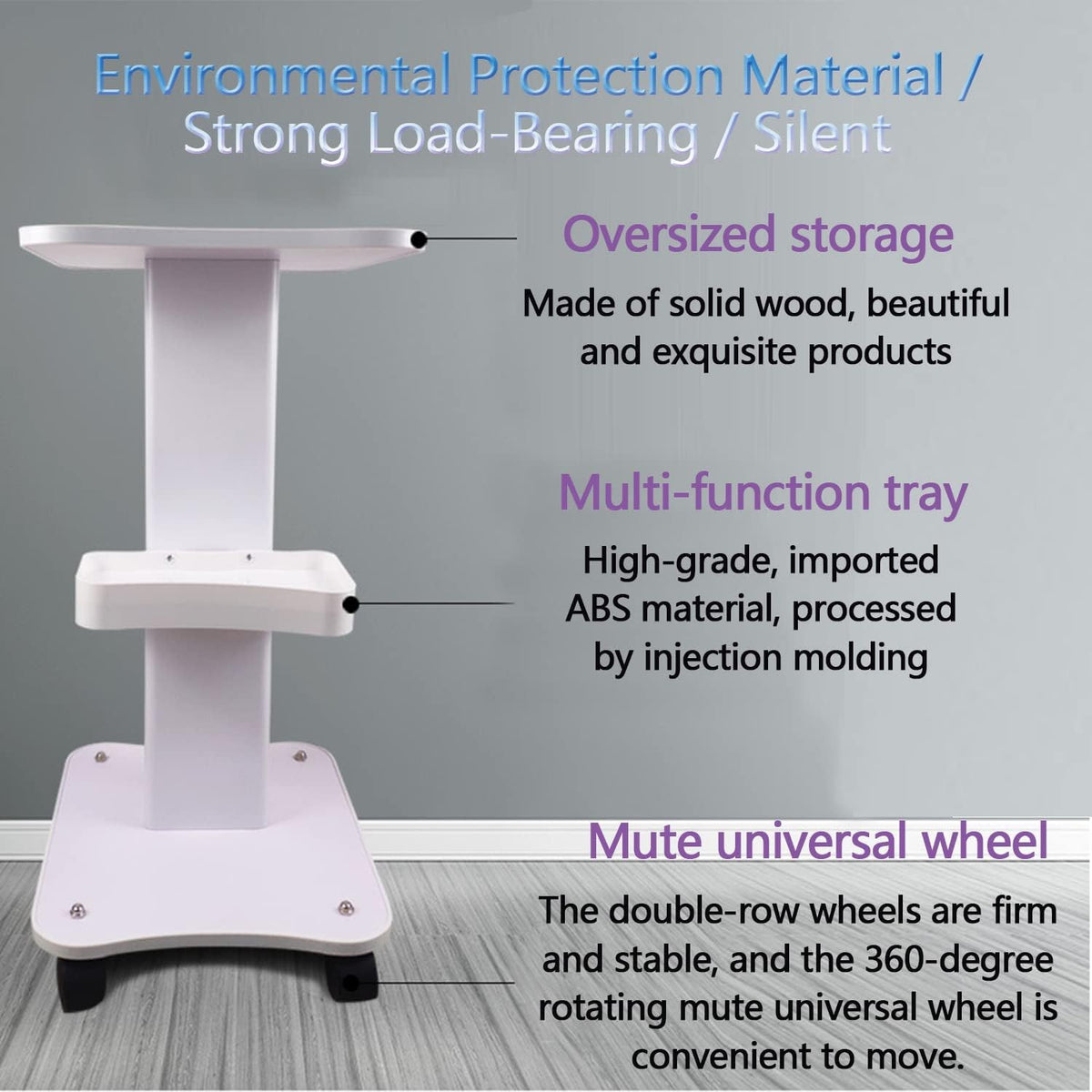 White Rolling Beauty Salon Trolley Cart with Storage Tray J57789