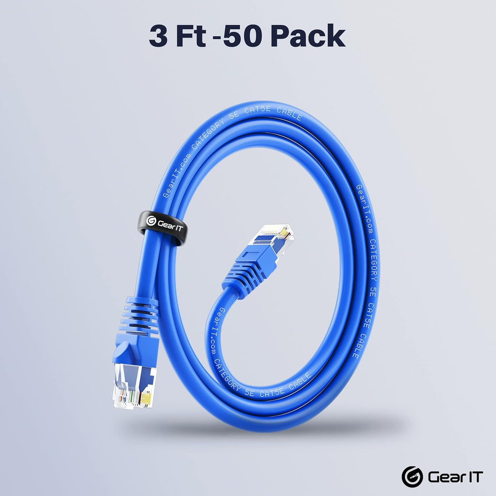 50-Pack Cat5e Ethernet Patch Cable 3 Feet Blue M1758