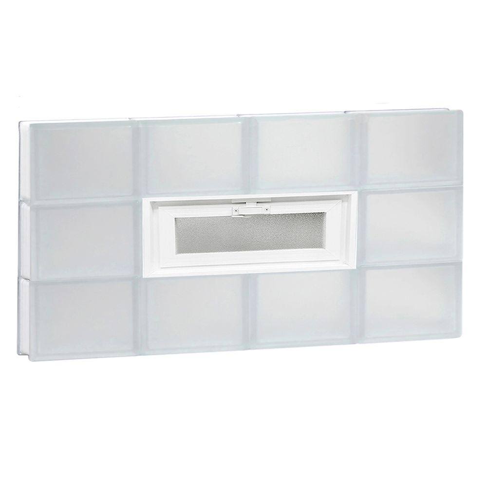 Frameless Vented Frosted Glass Block Window F66749