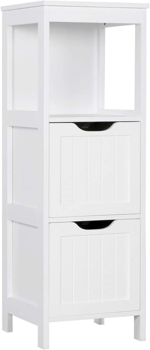 Wooden Bathroom Floor Cabinet with 2 Drawers and 1 Shelf, Espresso, Pack of 2 T506255