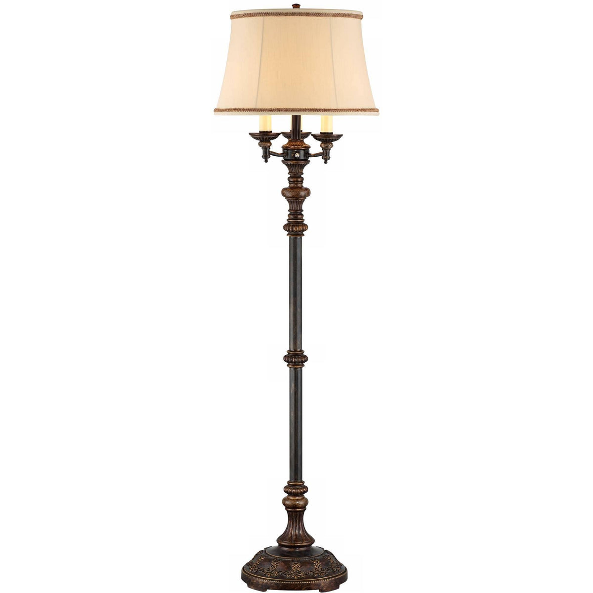 Traditional Floor Lamp 4-Light Italian Bronze Bell Shade C919