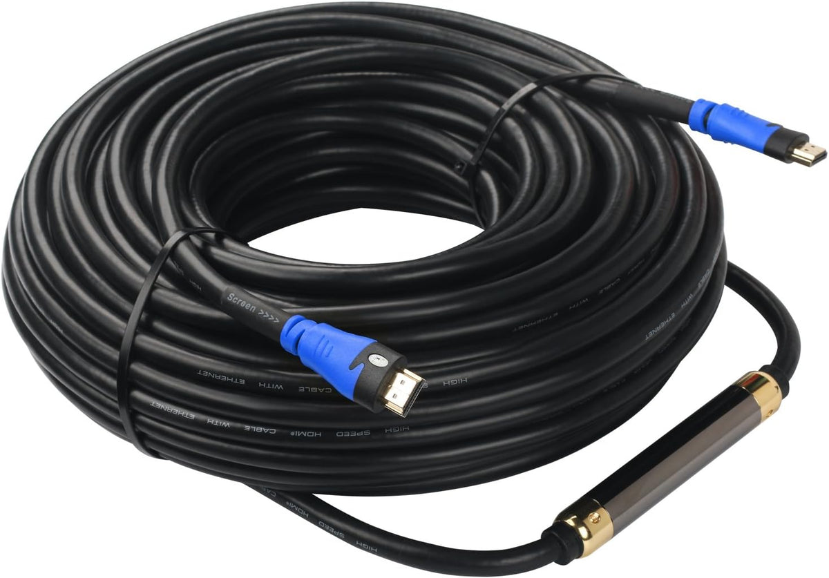 HDMI Cable 100 Feet with Signal Booster, CL3 Rated Black, Pack of 2 D933