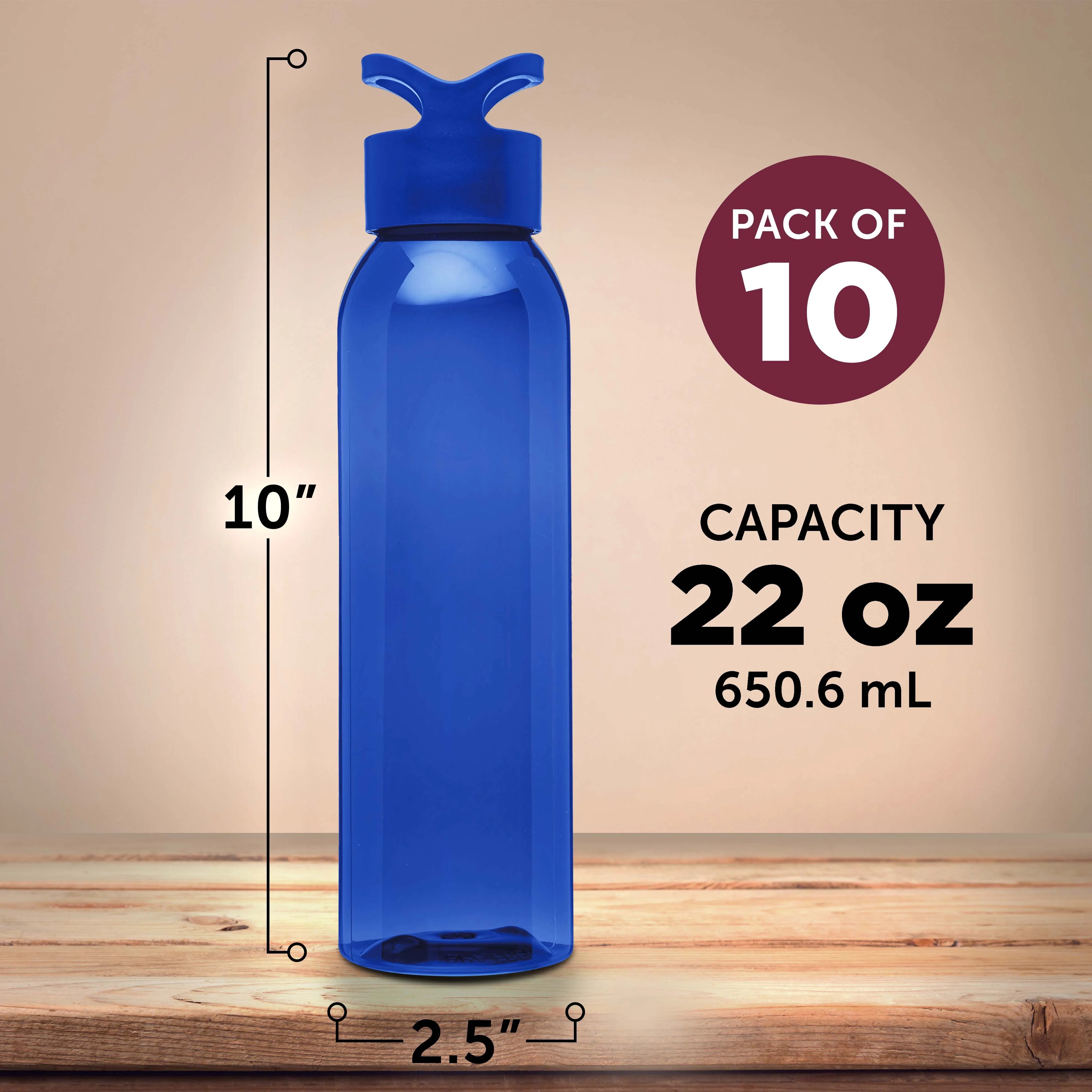 Blue 22 Oz. Tritan Plastic Water Bottles Set of 10 C554704