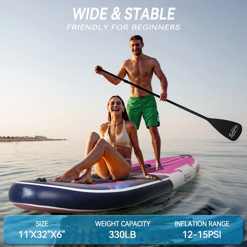 Pink Inflatable Stand Up Paddle Board and Sit-on Kayak Set with Backpack B98932