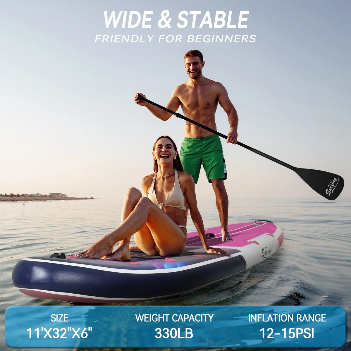 Pink Inflatable Stand Up Paddle Board and Sit-on Kayak Set with Backpack B98932
