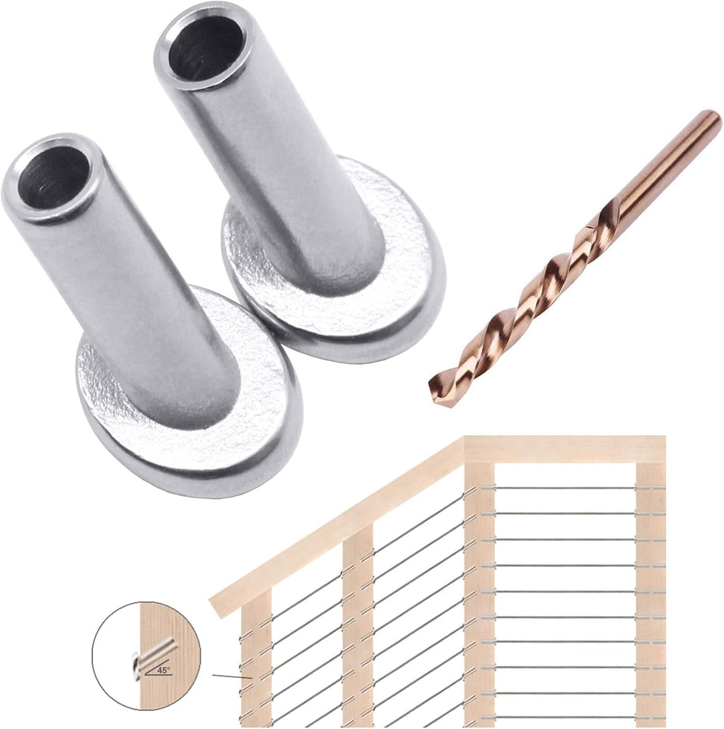 40 Pack T316 Marine Grade Stainless Steel Angle Protector Sleeves for 1/8" Wire Rope Cable Railing N296467