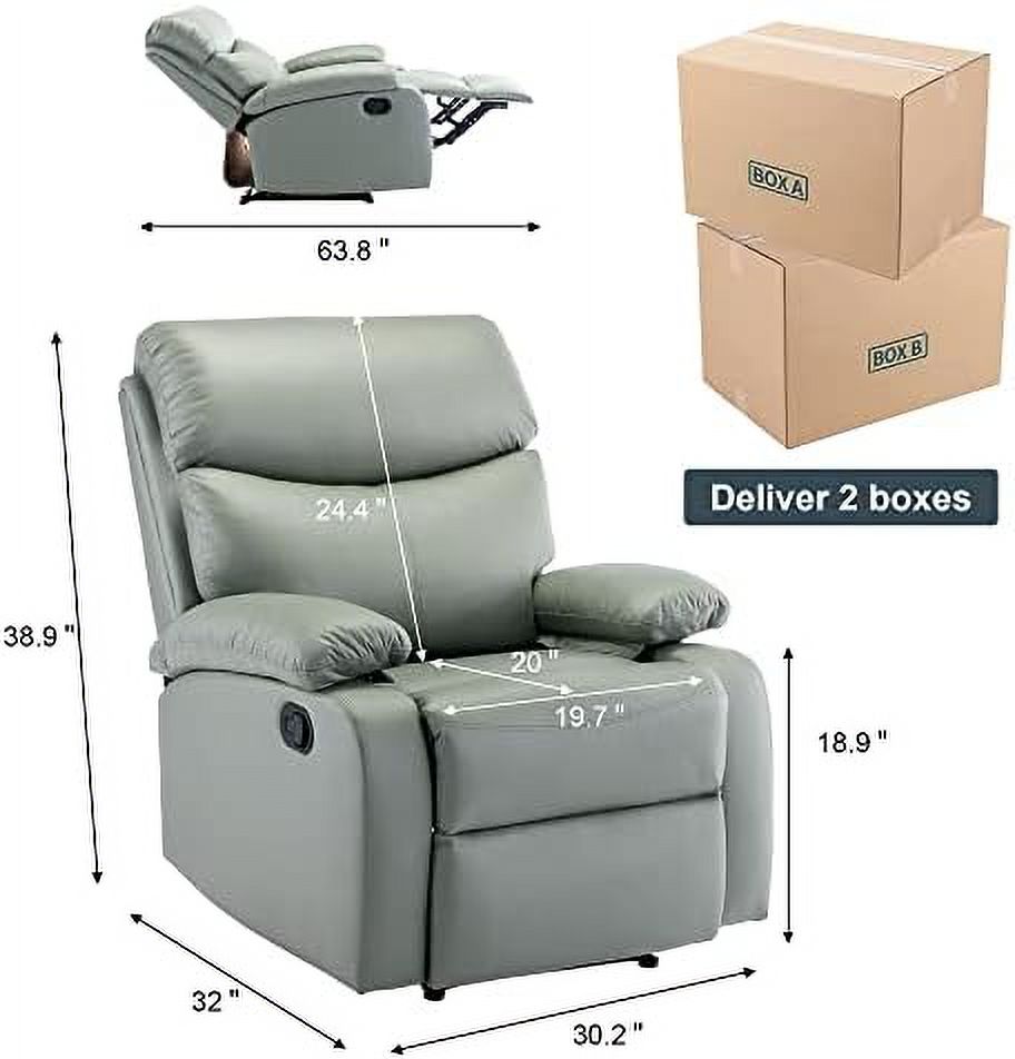 Cerulean Blue Manual Recliner Chair with Micro Leather V9368