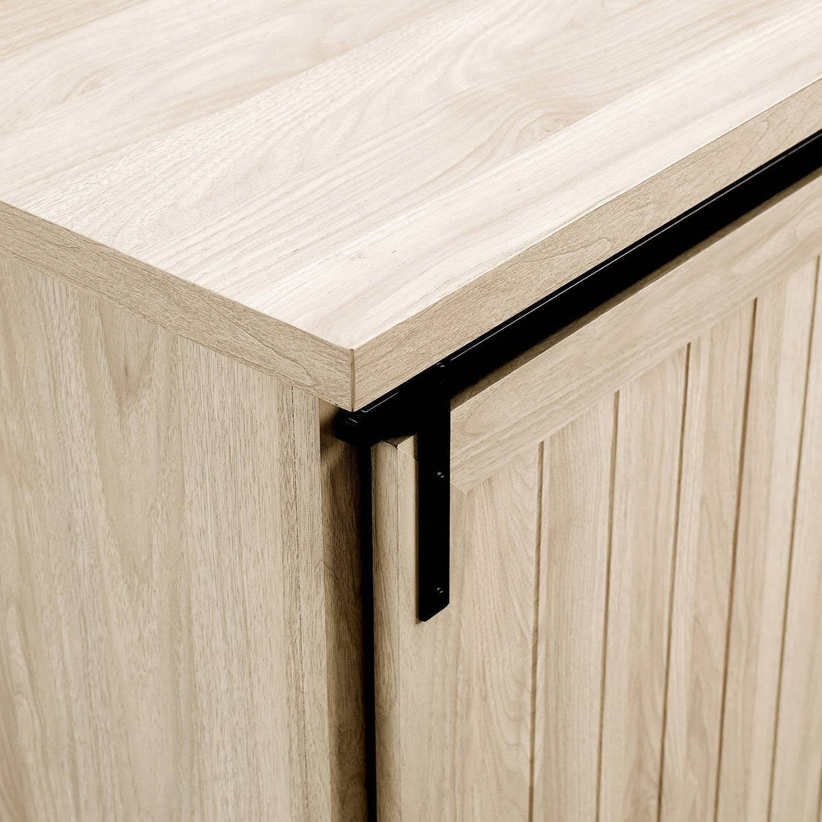 Farmhouse Sliding Door Sideboard with 3 Drawers Birch T79676