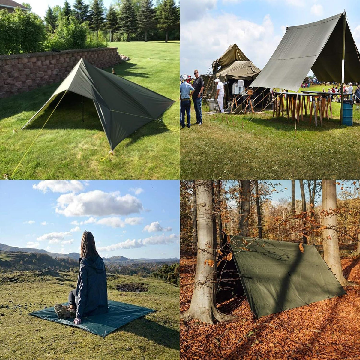 Green 6 x 8 Feet Waterproof Canvas Tarp with Rust Grommets U543554
