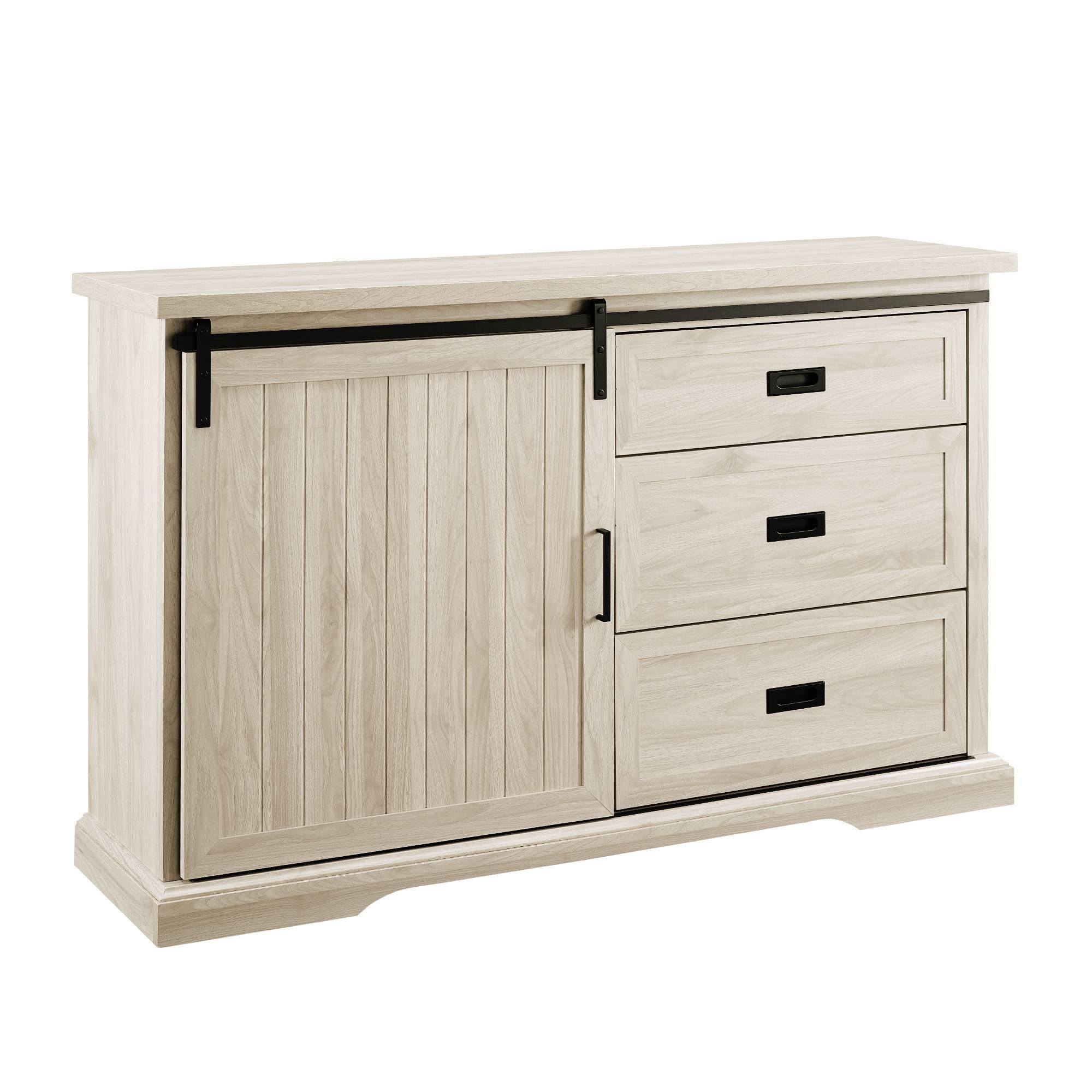 Farmhouse Sliding Door Sideboard with 3 Drawers Birch T79676