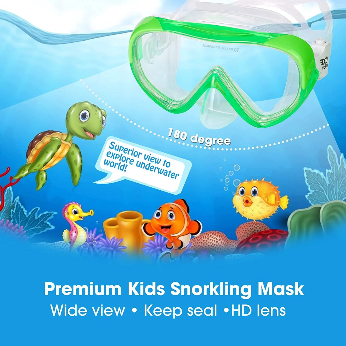 Kids Snorkel Swim Mask with Nose Cover D14770