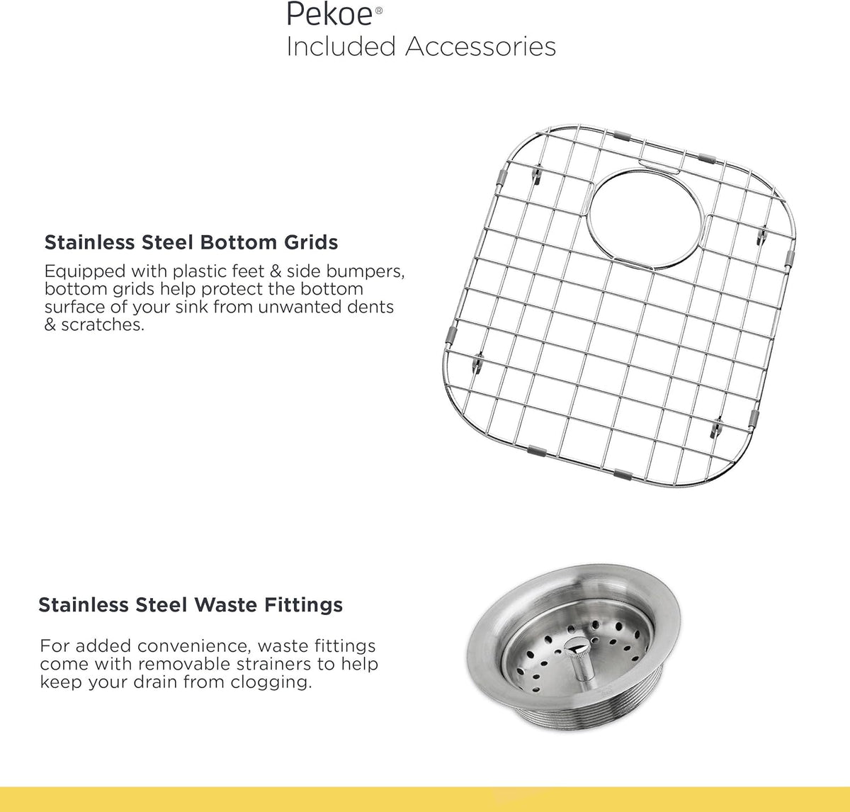 Stainless Steel Undermount Double Bowl Kitchen Sink with Drain and Bottom Grid E907