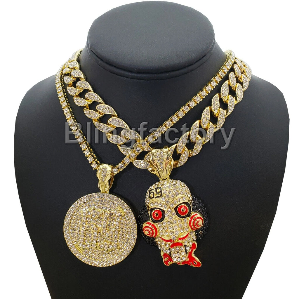 18" Full Iced Cuban Choker Chain Necklace X516422