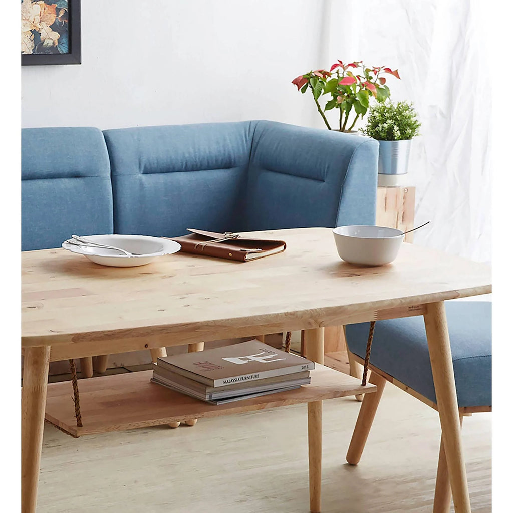 Blue/Natural Mid Century Wood Corner Sectional Sofa N82852