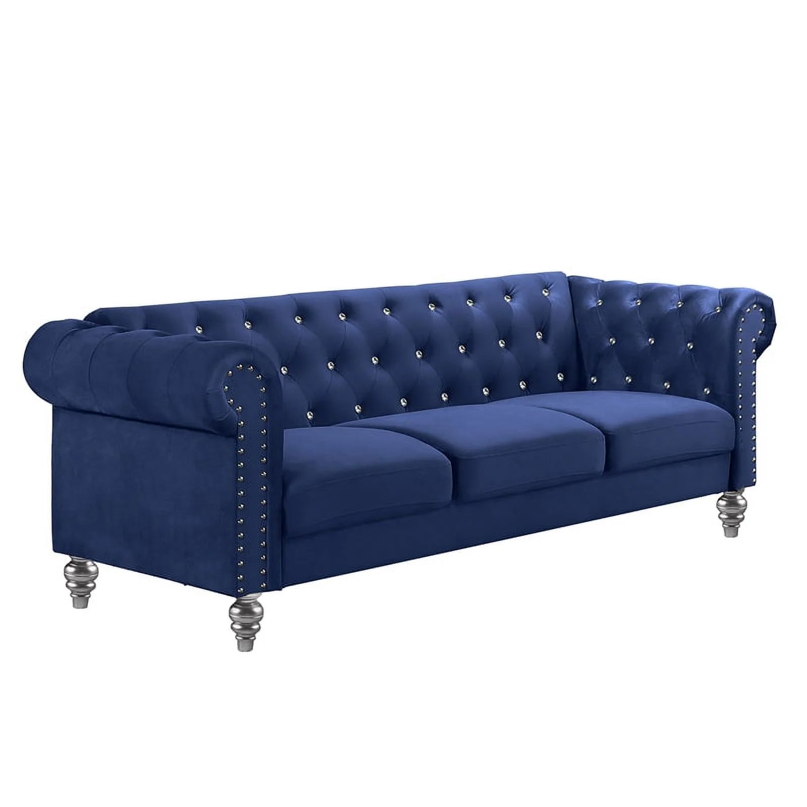 Royal Blue Crystal Velvet Loveseat & Sofa Set G2694