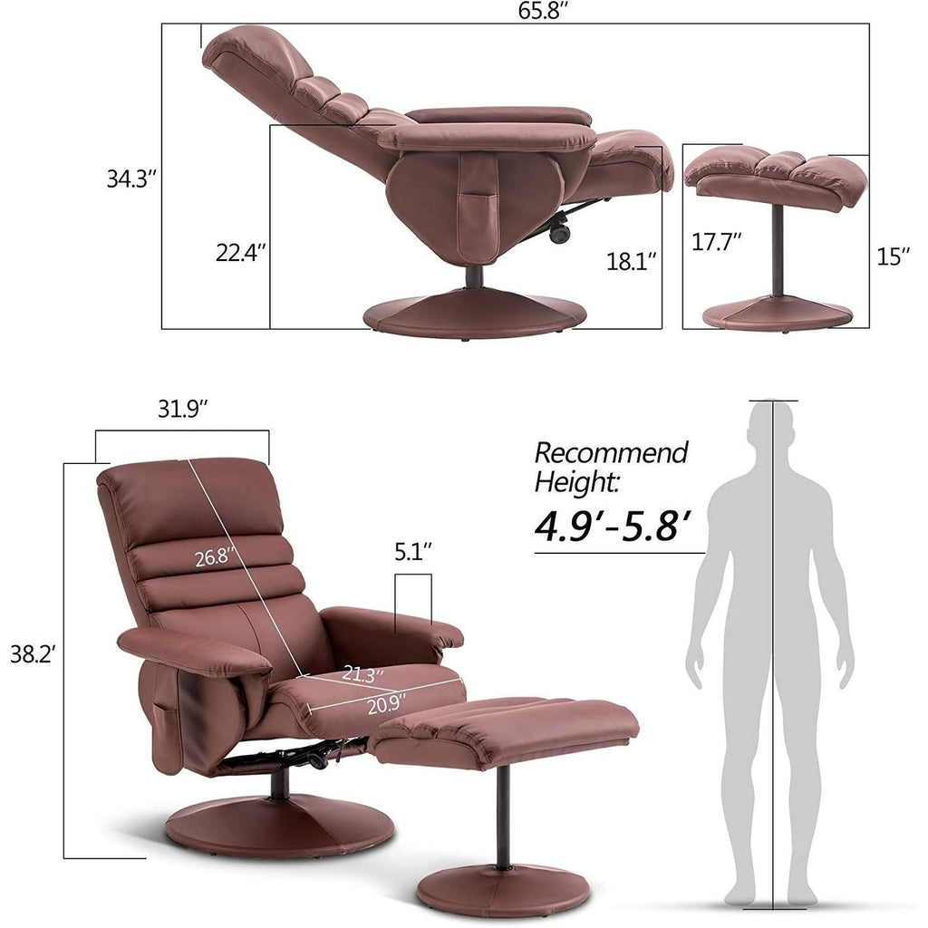 Saddle Swivel Massage Recliner Chair with Ottoman Z339