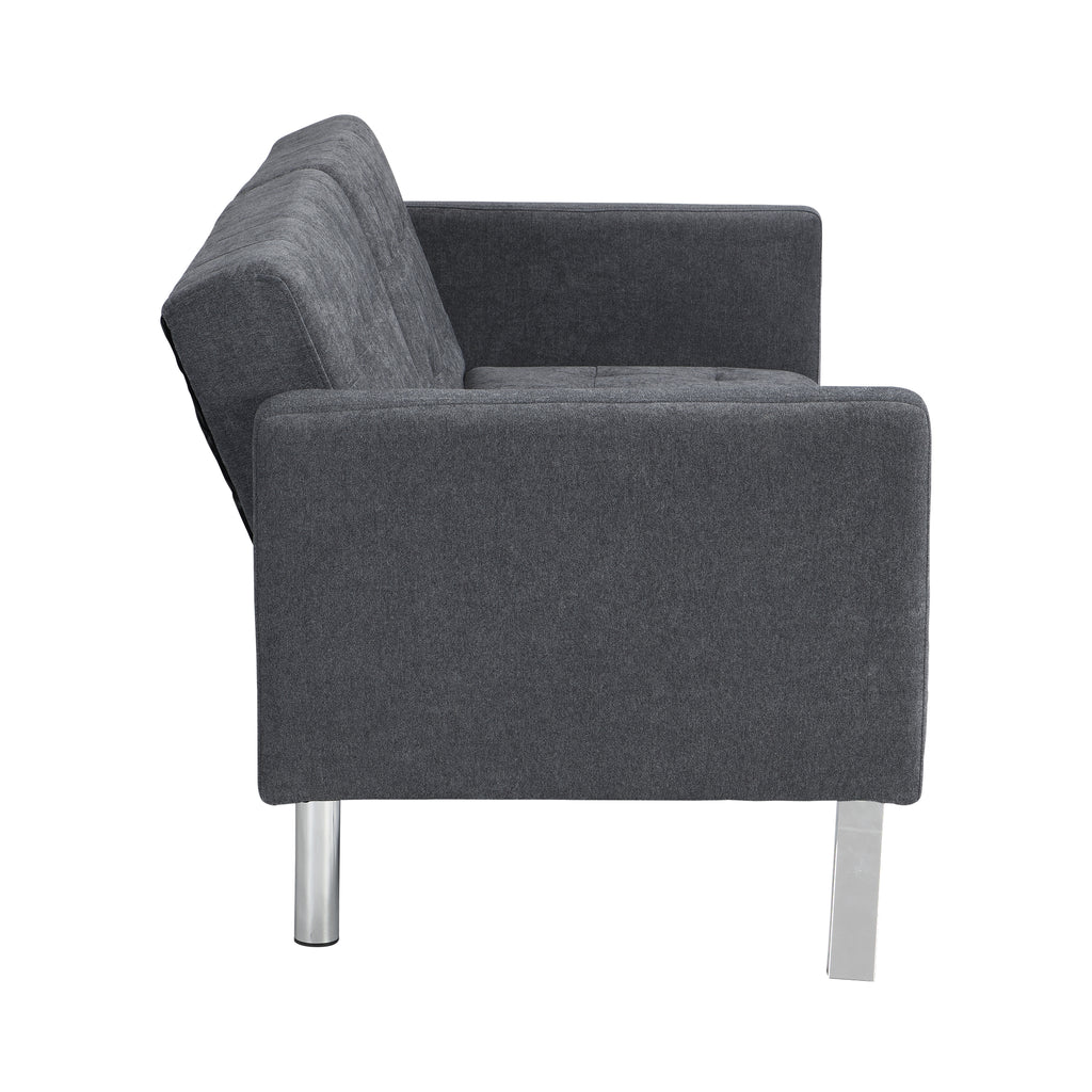 Dark Grey Convertible Linen Sofa Bed L738900