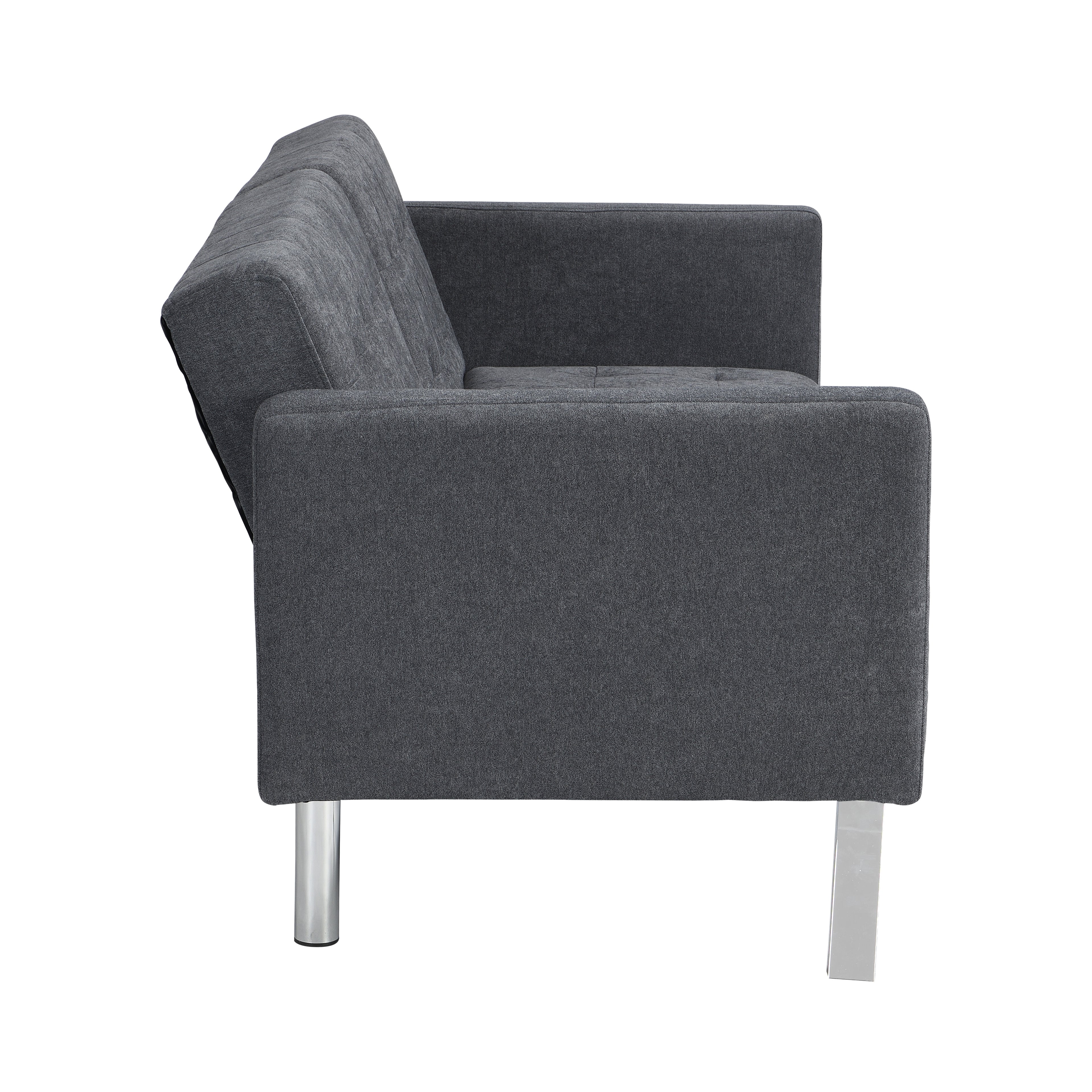 Dark Grey Convertible Linen Sofa Bed L738900