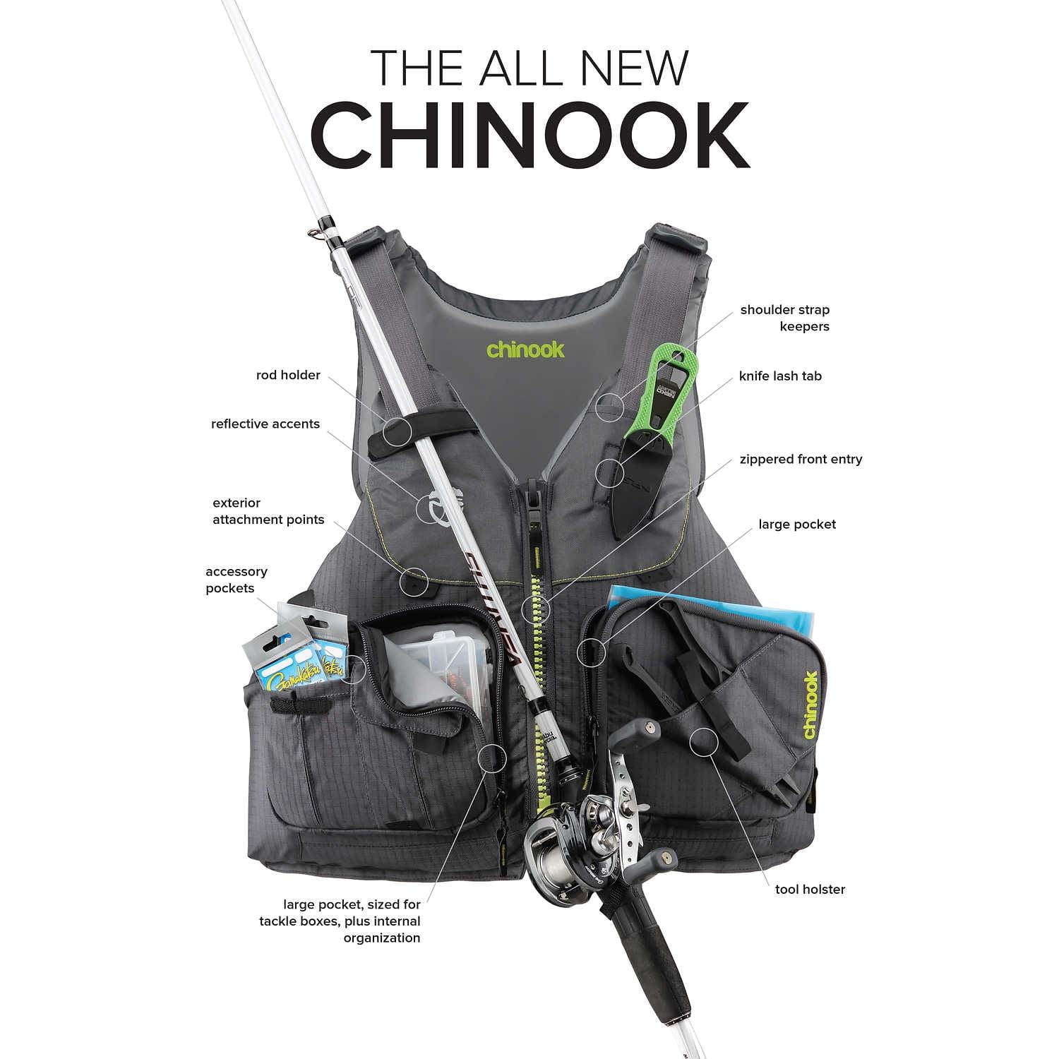 Charcoal Large/XL Fishing Kayak Lifejacket R92562