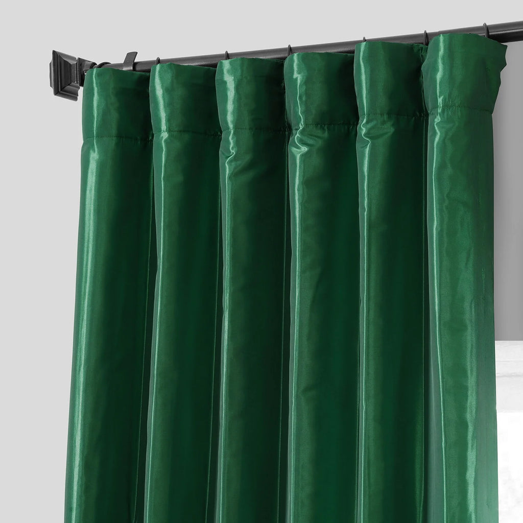 Emerald Green Faux Silk Taffeta Curtain 1 Panel 50W X 96L M60190