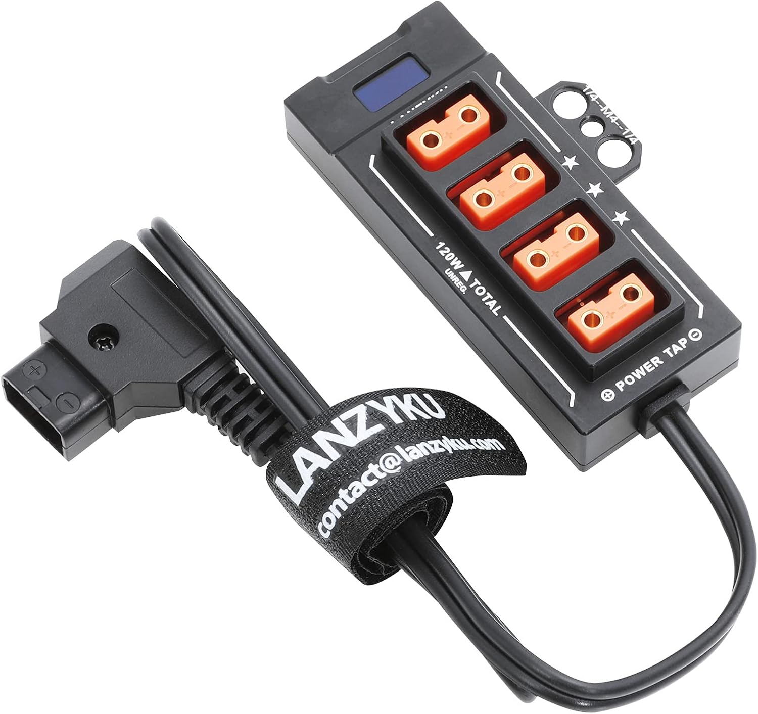 Compact 1x4 P-Tap Splitter with Voltage and Amps Display, Aluminum Alloy, Pack of 2 T7380