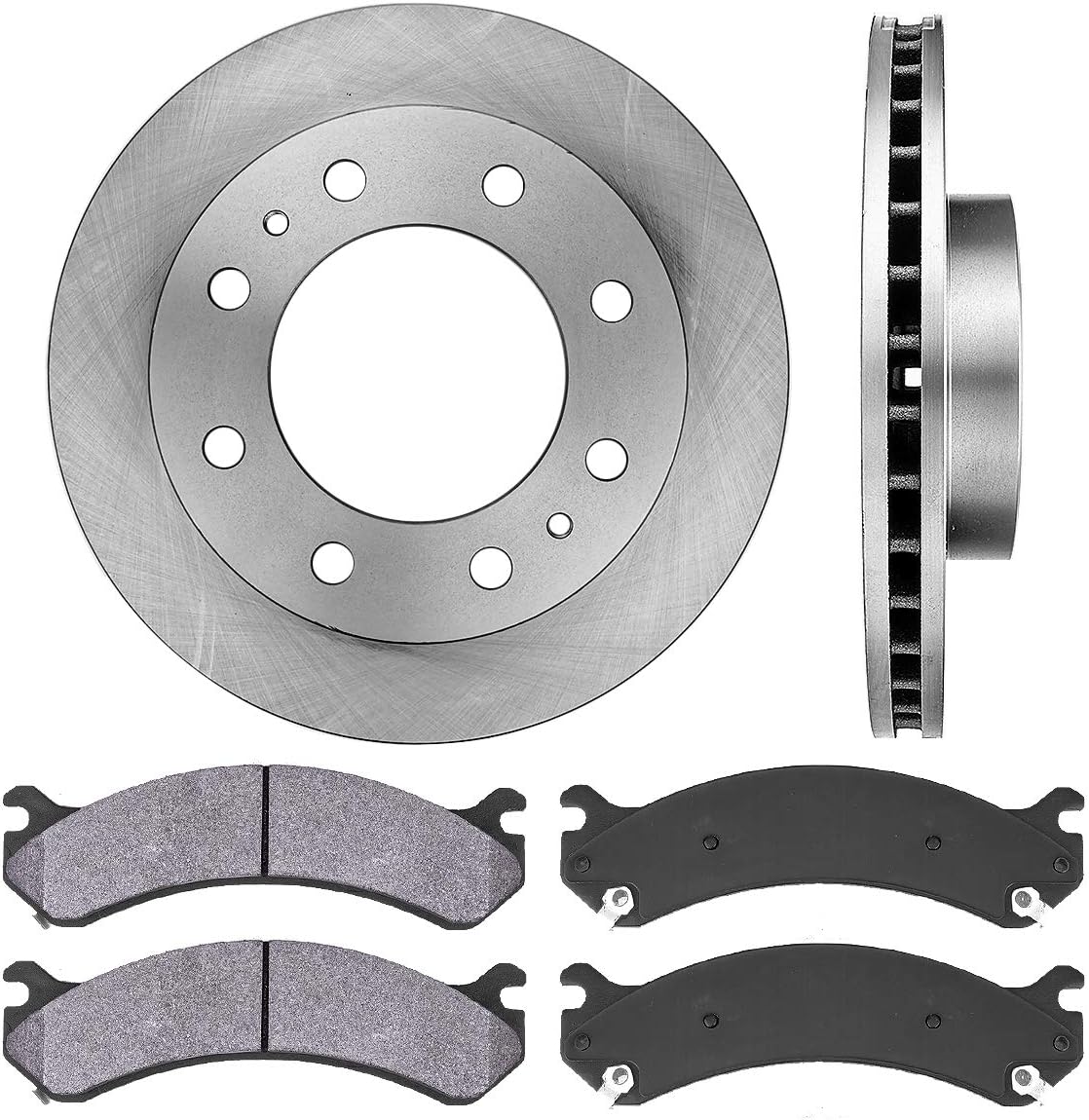 8 Lug Brake Disc Rotors with Metallic Brake Pads W2104
