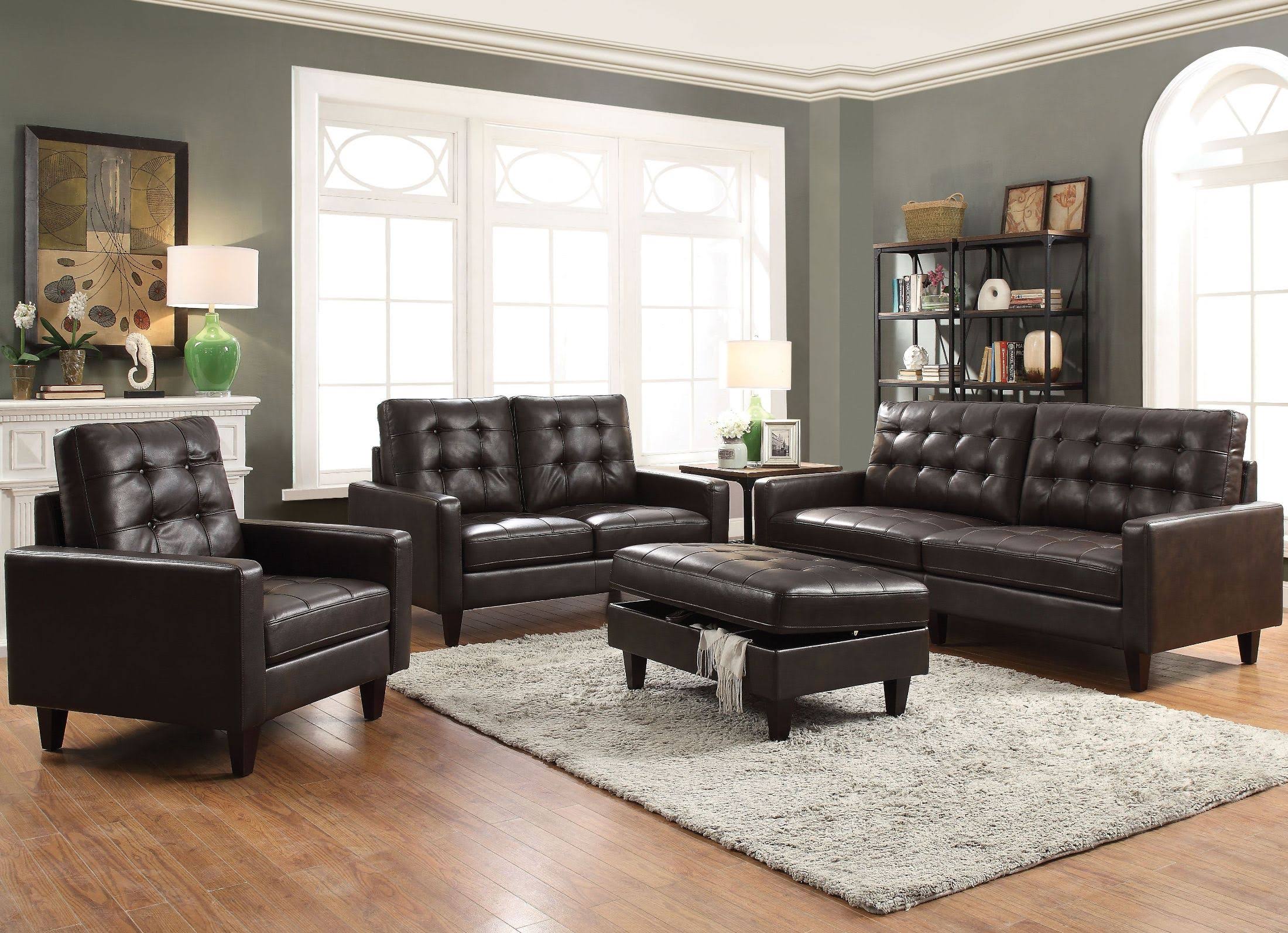 Espresso Leather-Gel Loveseat G223048