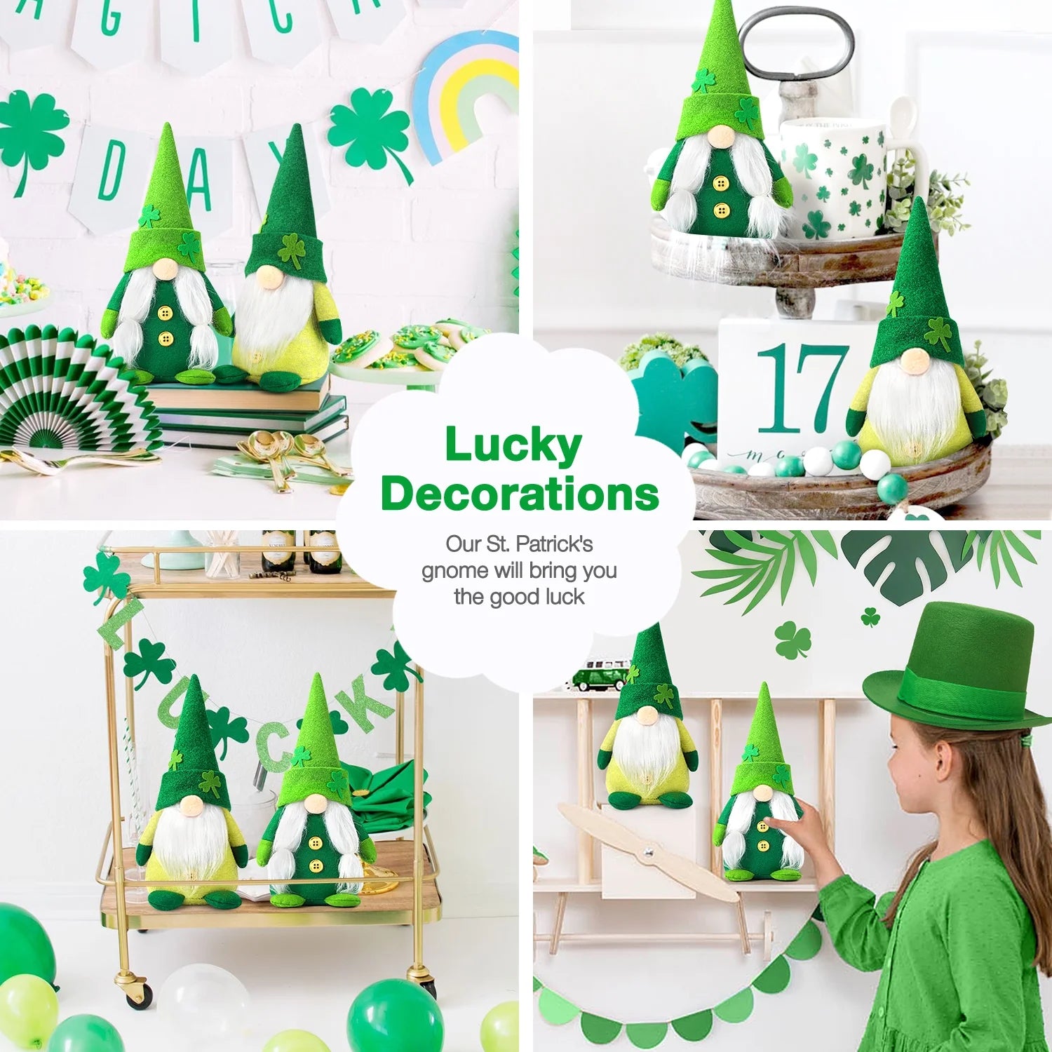 2Pcs Green Gnome Plush Decorations S8891