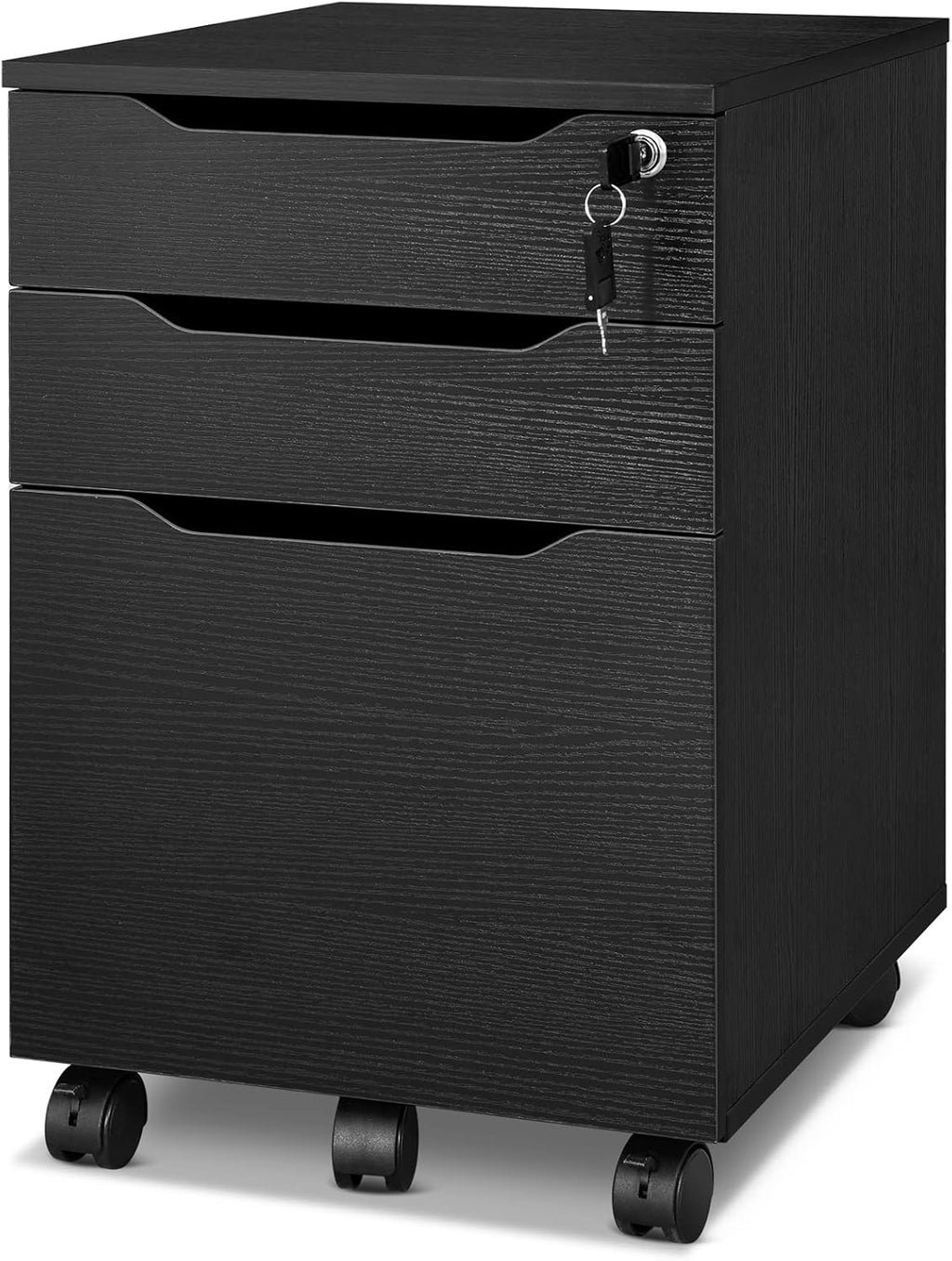 White 3 Drawer Mobile File Cabinet with Lock & Wheels Z853541