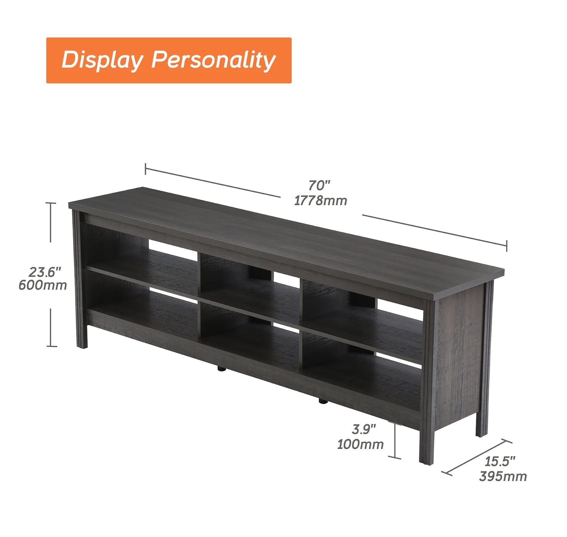Black TV Stand with 6 Storage Y40987