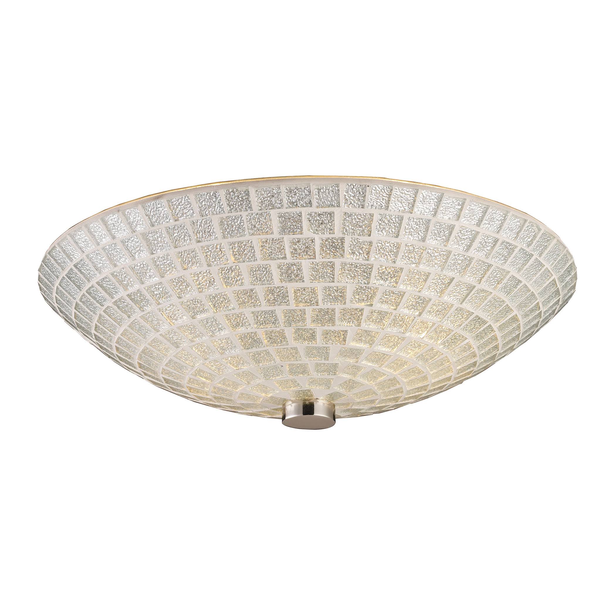Satin Nickel 2-Light Semi-Flush with Silver Mosaic Glass A5038