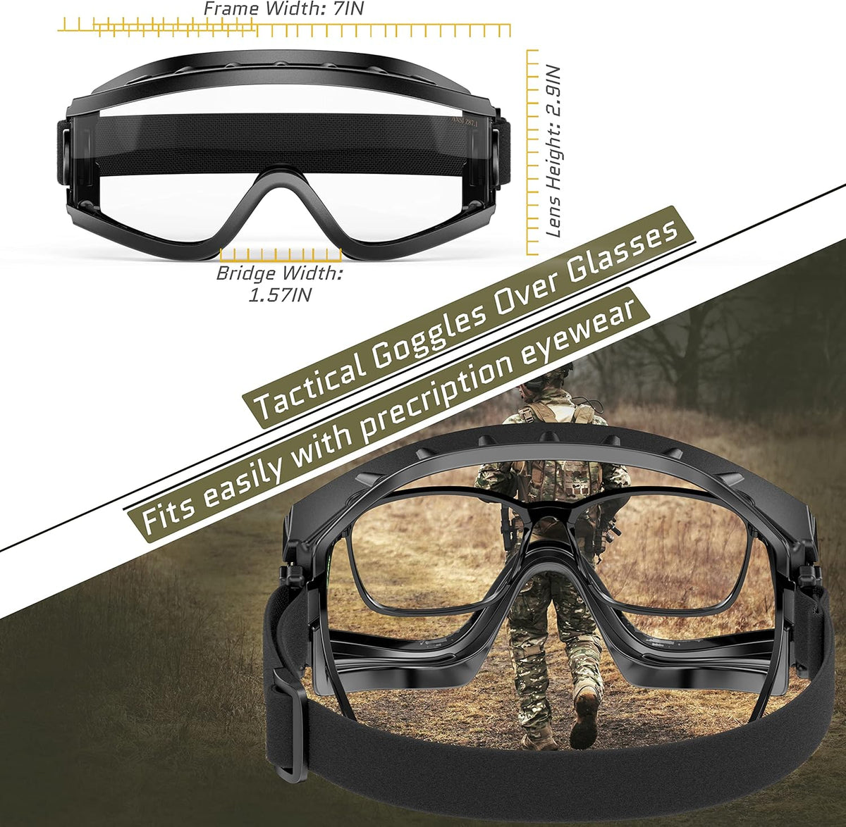 Black Frame Pack of 2 Anti Fog OTG Shooting Goggles M89559