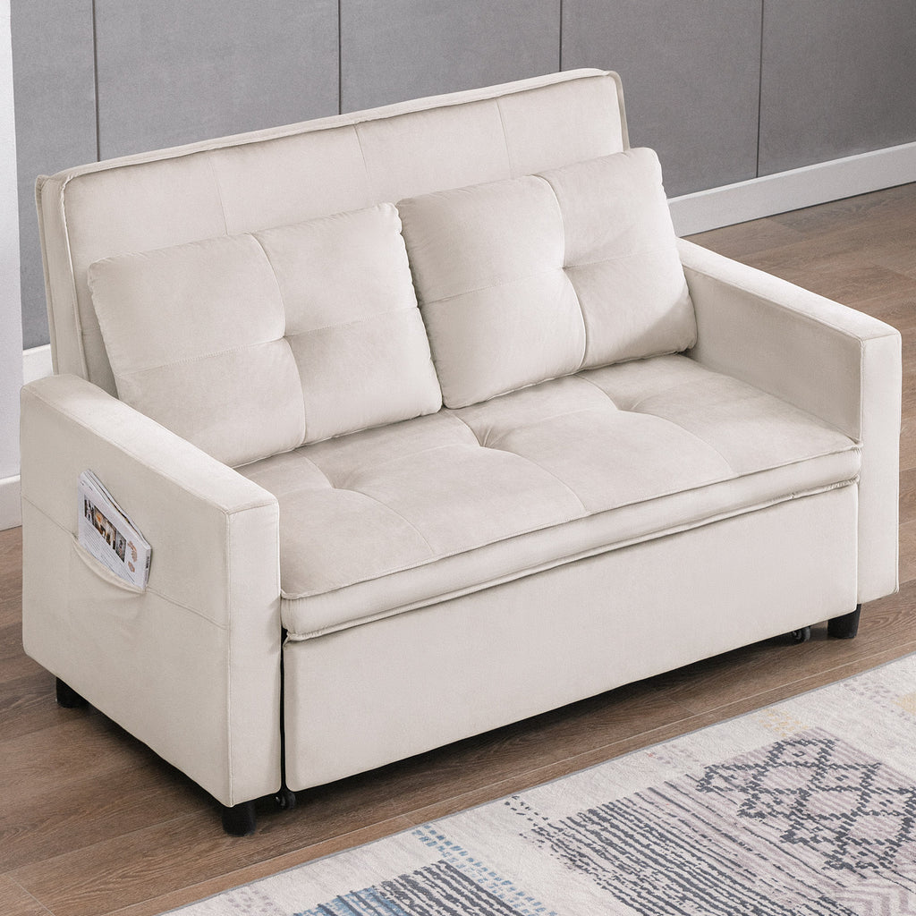 Beige Convertible Sofa Bed Loveseat Z231813