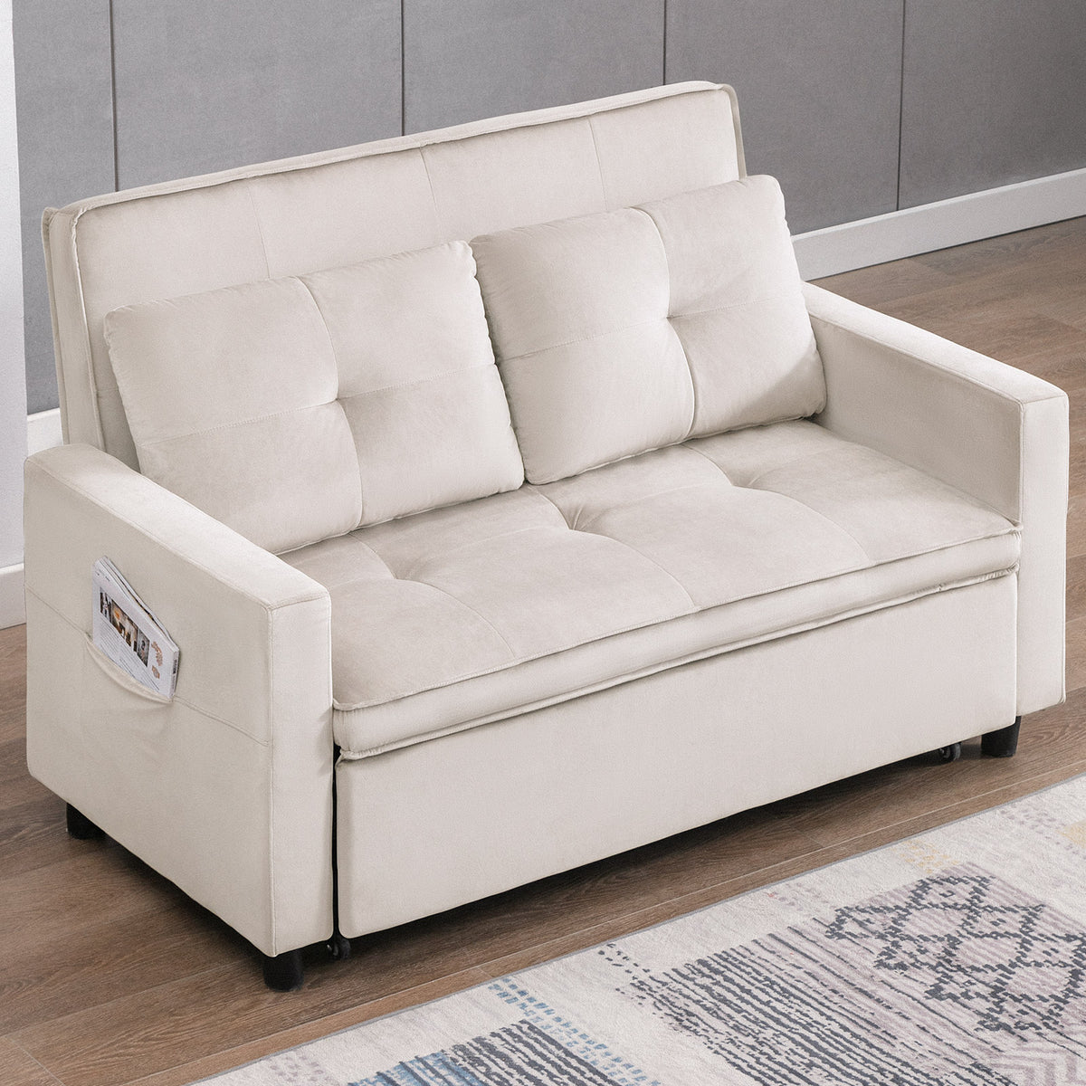 Beige Convertible Sofa Bed Loveseat Z231813