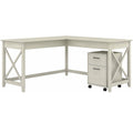 Linen White Oak L-Shaped Desk with 2-Drawer Mobile File Cabinet F56057