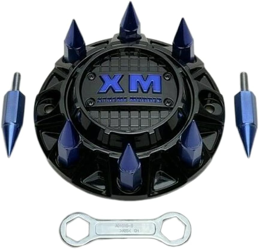 Gloss Black Blue Spikes Wheel Center Cap Pack of 2 V864581