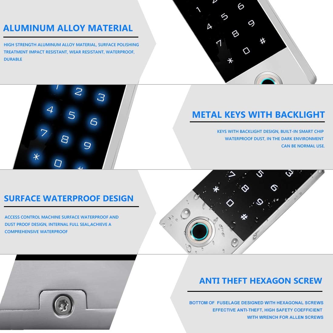 Zinc Alloy Metal Fingerprint Keypad Gate Opener Controller I922507