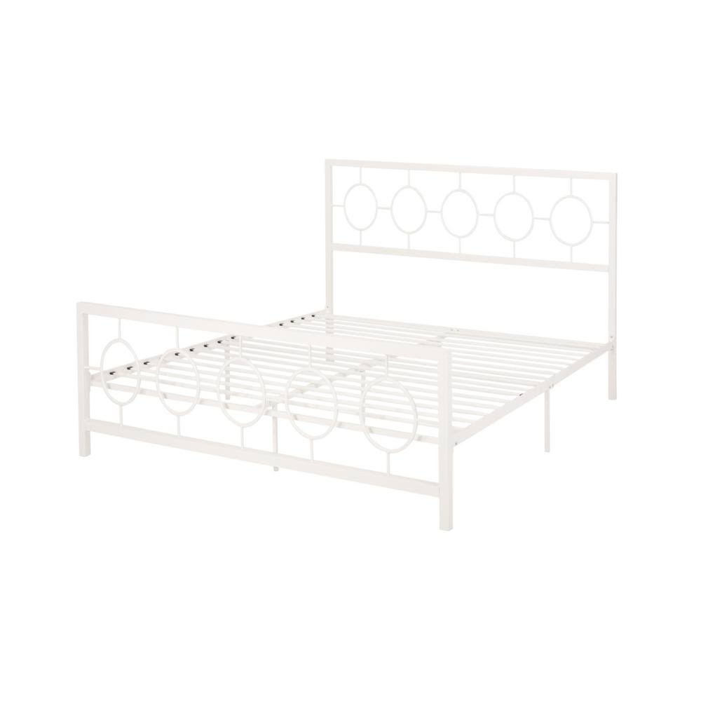 White Metal Slatted King Bed Frame P338116