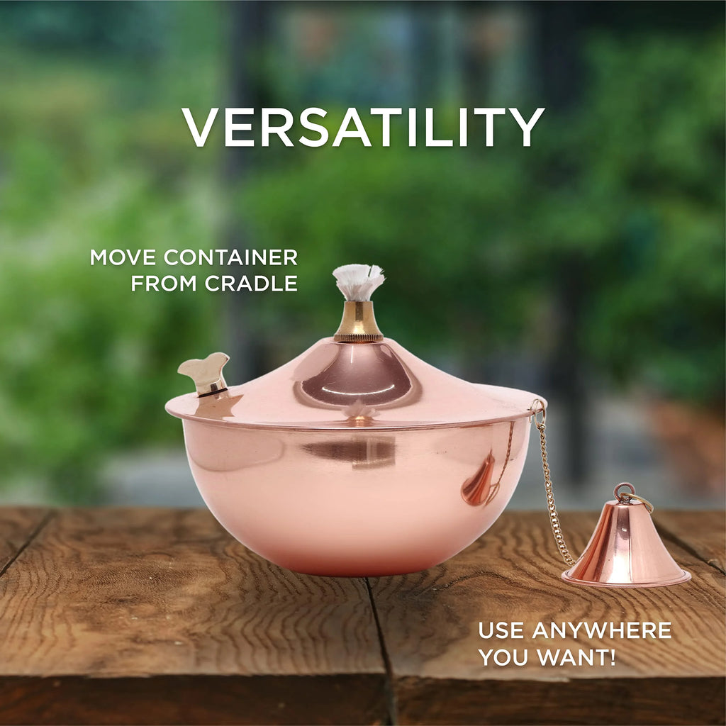 Metal Oil Lamp Outdoor, 54" Tall, 32oz Oil Lamp (Smooth Copper) L921