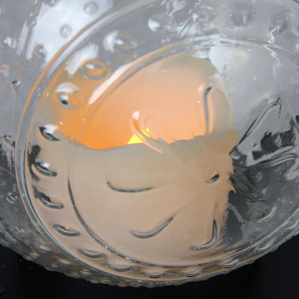 Clear Molded Glass Lantern with Flameless LED Pillar Candle Q532